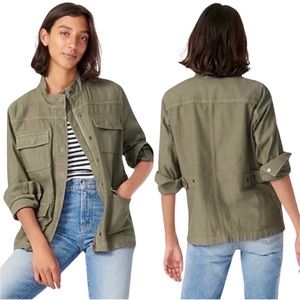 J. Crew green cargo pocket style full zip jacket Large